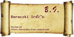 Bereczki Irén névjegykártya
