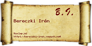 Bereczki Irén névjegykártya